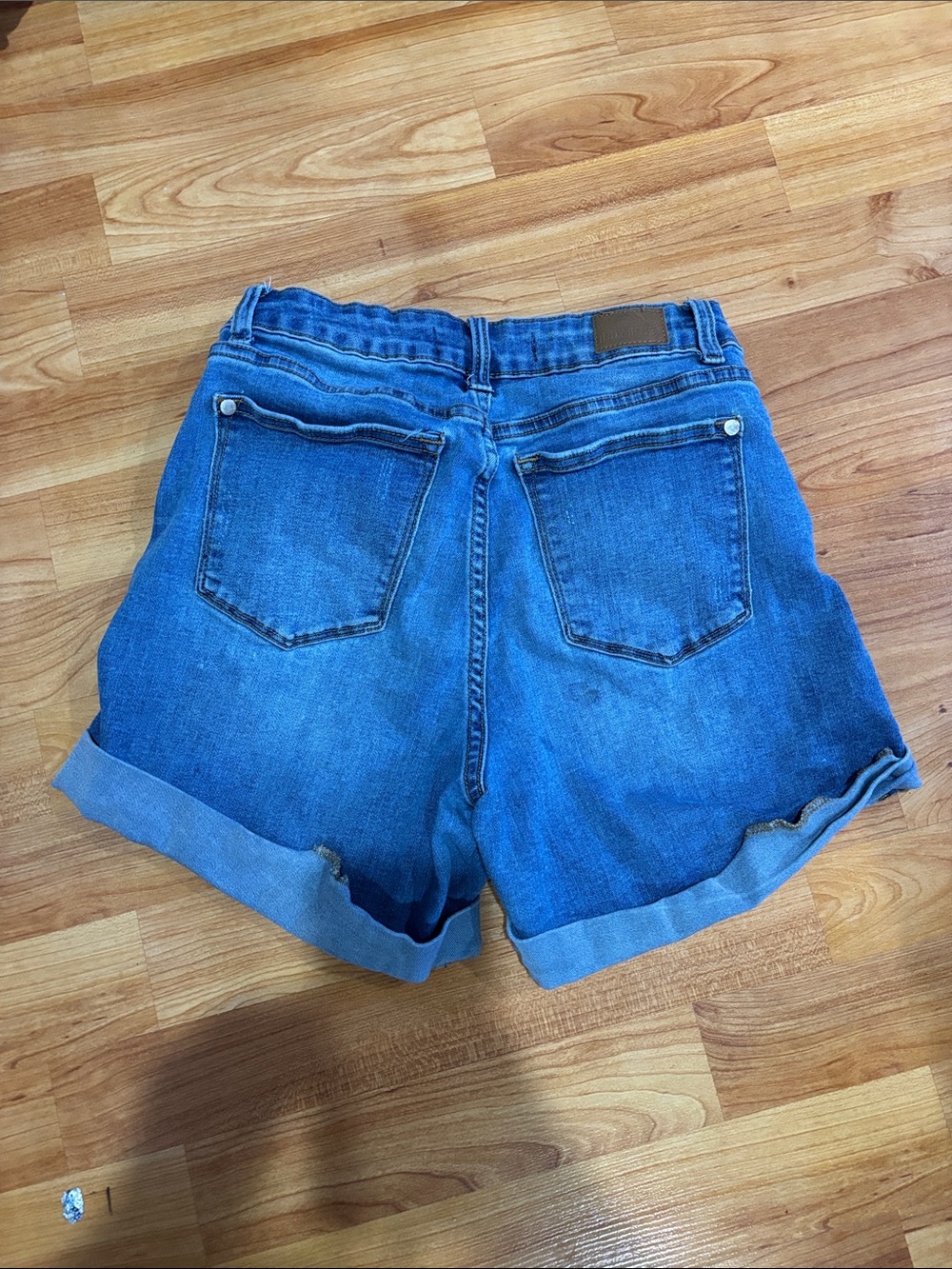 Judy Blue Distressed Rolled-Hem Denim Shorts - Blue - Picture 4 of 5